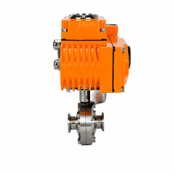 Затвор дисковый поворотный WBV3131S-2W-C-H Ду25 Ру10 кламповый, корпус - пищевая нержавеющая сталь 304, уплотнение - Silicon, с электроприводом QT-N-005EM-A1-220VAC-У1 c датчиком обратной связи и входным управляющим сигналом 4-20мА HARK