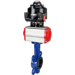 Затвор дисковый поворотный WBV1432E-2W-Fb-H Ду200 Ру16, корпус - чугун GGG50, диск - нержавеющая сталь 316L, уплотнение - EPDM, с пневмоприводом PA-DA-130 двойного действия, пневмораспределителем 4M310-08 DC24V, БКВ APL-510N-EX