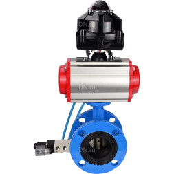 Затвор дисковый поворотный WBV1313E-2W-F-H Ду65 Ру16 фланцевый, корпус - чугун GGG40, диск - чугун GGG40, уплотнение - EPDM, с пневмоприводом PA-DA-105, пневмораспределителем 4V320-10 AC220V и БКВ APL-510N EX