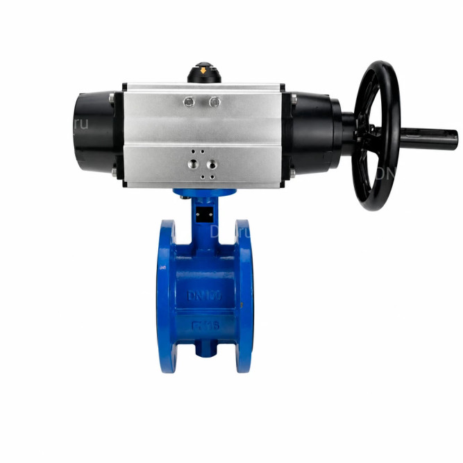 Затвор дисковый поворотный WBV1331E-2W-F-H Ду50 Ру16 фланцевый, корпус - чугун GGG40, диск - нержавеющая сталь 304, уплотнение - EPDM, с пневмоприводом PA-DA-105-1 в Перми