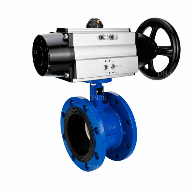 Затвор дисковый поворотный WBV1331E-2W-F-H Ду50 Ру16 фланцевый, корпус - чугун GGG40, диск - нержавеющая сталь 304, уплотнение - EPDM, с пневмоприводом PA-DA-105-1 в Перми