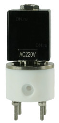 Клапан электромагнитный VS841-VT-NC-24VDC 1/8″ Ду2.5 Ру4 соленоидный двухходовой, корпус - PTFE, уплотнение - VITON, резьбовой, прямого действия, нормально закрытый, катушка - 24В