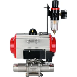 Кран шаровой BV3131P(3pc)-FP-W-ISO-H LONG Ду150 Ру16 полнопроходной, корпус - нержавеющая сталь 304, уплотнение - PTFE, под приварку, с пневмоприводом PA-DA-140, пневмораспределителем 4M310-08 AC220V и БПВ AFC2000
