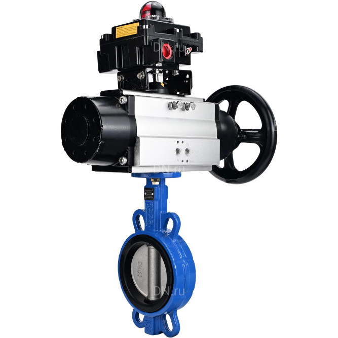 Затвор дисковый поворотный WBV1132N-2W-Fb-H Ду150 Ру16, корпус - чугун GG25, диск - нержавеющая сталь 316L, уплотнение - NBR, с пневмоприводом PA-DA-105-1 двойного действия, с БКВ APL-410N EX в Перми