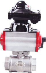 Кран шаровой BV3232P(4pc)-SP-3WL-T-ISO-H Ду32 Ру63 стандартнопроходной трехходовой L-тип, нерж. сталь SS316, внутренняя резьба, уплотнение - PTFE, пн.приводом PA-DA-052, пн.распределителем 4M310-08 AC220V и БКВ APL-210N