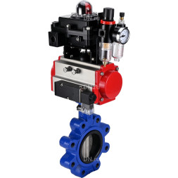 Затвор дисковый поворотный WBV1631E-2W-Fb-H Ду100 Ру16 LUG корпус - чугун QT450, диск - нержавеющая сталь 304, уплотнение - EPDM, с пневмоприводом PA-DA-083, пневмораспределителем 4M310-08 DC24V, БКВ APL-410N EX и БПВ AFC2000