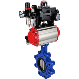 Затвор дисковый поворотный WBV1631E-2W-Fb-H Ду125 Ру16 LUG корпус - чугун QT450, диск - нержавеющая сталь 304, уплотнение - EPDM, с пневмоприводом PA-DA-105, пневмораспределителем 4M310-08 DC24V, БКВ APL-410N EX и БПВ AFC2000