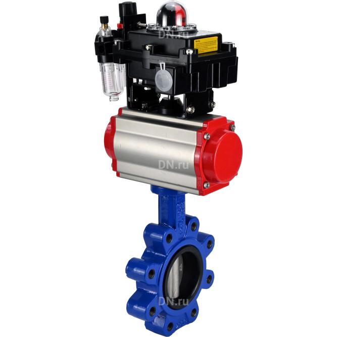 Затвор дисковый поворотный WBV1631E-2W-Fb-H Ду125 Ру16 LUG корпус - чугун QT450, диск - нержавеющая сталь 304, уплотнение - EPDM, с пневмоприводом PA-DA-105, пневмораспределителем 4M310-08 DC24V, БКВ APL-410N EX и БПВ AFC2000 в Перми