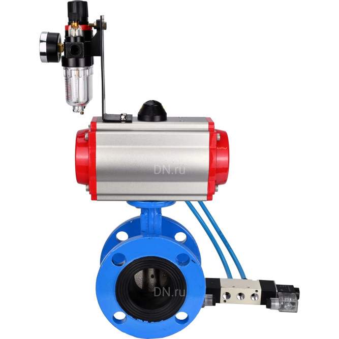 Затвор дисковый поворотный WBV1313E-2W-F-H Ду125 Ру16 фланцевый, корпус - чугун GGG40, диск - чугун GGG40, уплотнение - EPDM, с пневмоприводом PA-DA-130, пневмораспределителем 4V320-08 AC220V и БПВ AFC2000 в Перми