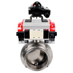 Затвор дисковый поворотный кламповый WBV3131E-2W-C-H Ду20 Ру10 корпус - пищевая нержавеющая сталь 304, уплотнение – EPDM, с пневмоприводом PA-SA-065, пневмораспределителем 4V320-08 AC220V и БКВ APL-210N