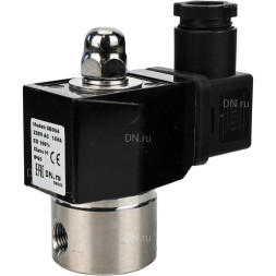 Клапан электромагнитный VS331-NT-NC-220VAC 1/8″ Ду6 Ру10, соленоидный двухходовой, корпус - нержавеющая сталь 304, уплотнение - NBR, резьбовой, нормально-закрытый, прямого действия, катушка - 220В