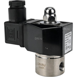 Клапан электромагнитный VS331-NT-NC-220VAC 1/8″ Ду6 Ру10, соленоидный двухходовой, корпус - нержавеющая сталь 304, уплотнение - NBR, резьбовой, нормально-закрытый, прямого действия, катушка - 220В