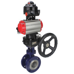 Затвор дисковый поворотный с тройным эксцентриситетом WBV3EX-3431M-1W-F-ISO Ду50 Ру25 фланцевый сталь WCB диск - нерж.сталь 304 METAL с пневмоприводом PA-DA-083 пн/распределителем 4M310-08 DC24V БКВ APL-510N EX и ручным дублером MON2-450-T28-ISO