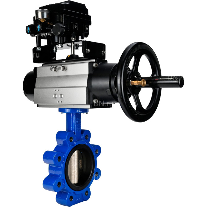 Затвор дисковый поворотный WBV1616N-2W-Fb-H Ду125 Ру16 LUG корпус - чугун QT450, диск - чугун QT450, уплотнение - NBR, с пневмоприводом PA-DA-105-1 и позиционером YT-1000RSN без обратной связи в Перми