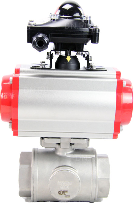 Кран шаровой BV3232P(4pc)-SP-3WL-T-ISO-H Ду50 Ру63 стандартнопроходной трехходовой L-тип, нерж. сталь SS316, внутренняя резьба, уплотнение - PTFE, пн.приводом PA-SA-083, пн.распределителем 4M310-08 AC220V и БКВ APL-210N в Перми
