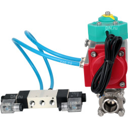 Кран шаровой BV3232P(3pc)-FP-W-ISO-H Ду20 Ру63 полнопроходной, корпус - нержавеющая сталь 316, уплотнение - PTFE, под приварку, с пневмоприводом PA-DA-052, пневмораспределителем 4V320-08 AC220V и магнитным переключателем ALS200D