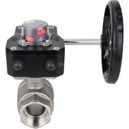 Кран шаровой BV3232P(2pc)-FP-T-ISO-H 2 1/2″ Ду65 Ру40 полнопроходной двухходовой, нержавеющая сталь SS316, внутренняя резьба, уплотнение - PTFE, с редуктором HGB RQN2-320Z