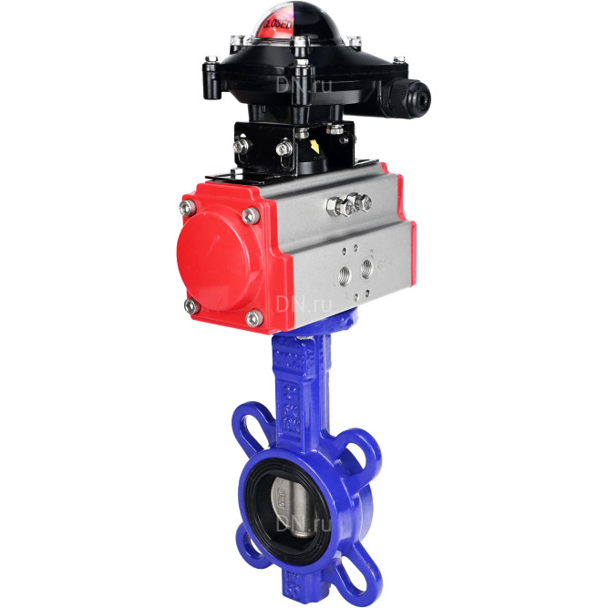 Затвор дисковый поворотный для абразивных сред WBV1632E-2W-Fb-H Ду40 Ру16, корпус - чугун QT450, диск - нержавеющая сталь 316L, уплотнение - EPDM, межфланцевый, с пневмоприводом PA-SA-083, БКВ APL-210N в Перми