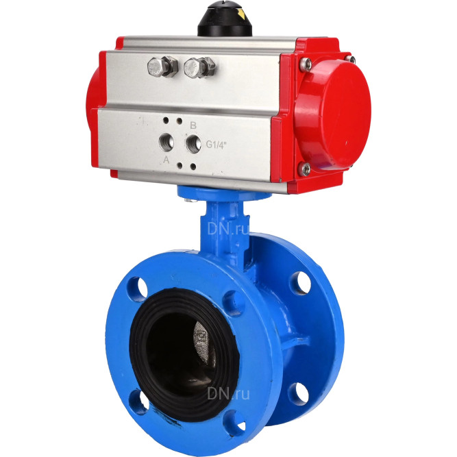 Затвор дисковый поворотный WBV1313E-2W-F-H Ду65 Ру16 фланцевый, корпус - чугун GGG40, диск - чугун GGG40, уплотнение - EPDM, с пневмоприводом PA-DA-105 двойного действия в Перми