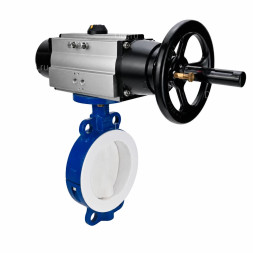 Затвор дисковый поворотный WBV3434Pf-2W-Fb-R Ду150 Ру16, корпус - углеродистая сталь WCB, диск - углеродистая сталь WCB, футерованный PTFE, уплотнение - PTFE, с пневмоприводом PA-DA-105-1
