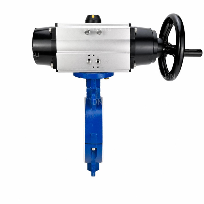 Затвор дисковый поворотный WBV3434Pf-2W-Fb-R Ду150 Ру16, корпус - углеродистая сталь WCB, диск - углеродистая сталь WCB, футерованный PTFE, уплотнение - PTFE, с пневмоприводом PA-DA-105-1 в Перми