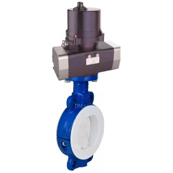 Затвор дисковый поворотный WBV3434Pf-2W-Fb-R Ду150 Ру16 корпус - углеродистая сталь WCB, диск - углеродистая сталь WCB, футерованный PTFE, уплотнение - PTFE, с электроприводом четвертьоборотным QTSA-N-020EM-O0-220VAC с пружинным возвратом