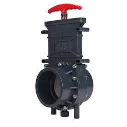 Задвижка шиберная GVKR4344TPV-2W-G-Hт Ду40 Ру1.6 клеевая, с выдвижным штоком, материал корпуса - ПВХ (PVC), шибер - пластик ABS, уплотнение - TPV (ТПВ), с ручкой