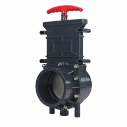 Задвижка шиберная GVKR4344TPV-2W-G-Hт Ду40 Ру1.6 клеевая, с выдвижным штоком, материал корпуса - ПВХ (PVC), шибер - пластик ABS, уплотнение - TPV (ТПВ), с ручкой
