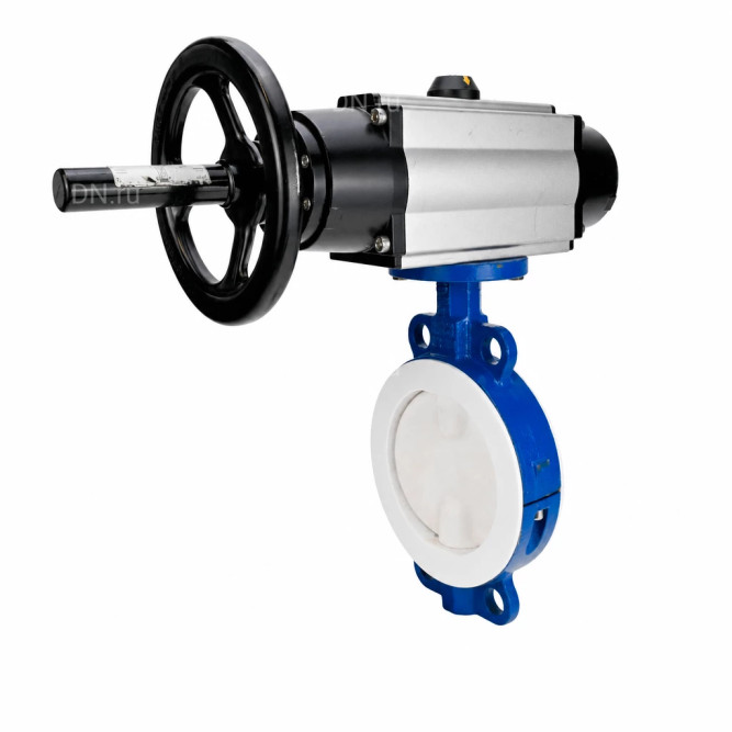 Затвор дисковый поворотный WBV3434Pf-2W-Fb-R Ду200 Ру16, корпус - углеродистая сталь WCB, диск - углеродистая сталь WCB, футерованный PTFE, уплотнение - PTFE, с пневмоприводом PA-DA-105-1 в Перми