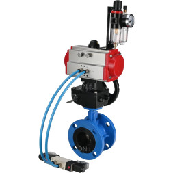 Затвор дисковый поворотный WBV1313E-2W-F-H Ду65 Ру16 фланцевый, корпус - чугун GGG40, диск - чугун GGG40, EPDM, с пневмоприводом PA-DA-105, пневмораспределителем 4V320-10 AC220V, ручным дублером MON1-250-T26-ISO и БПВ AFC2000