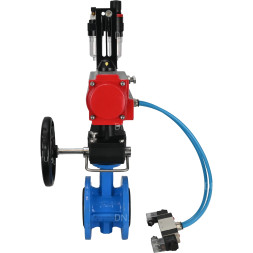 Затвор дисковый поворотный WBV1313E-2W-F-H Ду65 Ру16 фланцевый, корпус - чугун GGG40, диск - чугун GGG40, EPDM, с пневмоприводом PA-DA-105, пневмораспределителем 4V320-10 AC220V, ручным дублером MON1-250-T26-ISO и БПВ AFC2000