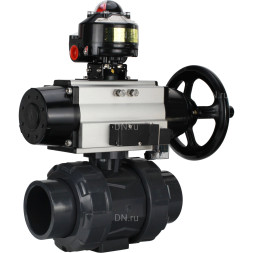 Кран шаровой BV4242E-FP-GRM-ISO Дн80 Ру10 полнопроходной, корпус - НПВХ, шар - НПВХ, уплотнение - EPDM, с пневмоприводом PA-DA-105-1, пневмораспределителем 4M310-08 DC24V и БКВ APL-510N EX