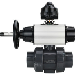 Кран шаровой BV4242E-FP-GRM-ISO Дн80 Ру10 полнопроходной, корпус - НПВХ, шар - НПВХ, уплотнение - EPDM, с пневмоприводом PA-DA-105-1, пневмораспределителем 4M310-08 DC24V и БКВ APL-510N EX