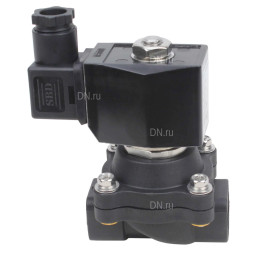 Клапан электромагнитный VS541-NT-NC-220VAC 1 1/4″ Ду32 Ру6, соленоидный двухходовой, резьбовой, корпус - полиамид PA66, уплотнение - NBR, нормально-закрытый, прямого действия, катушка - 220В AC