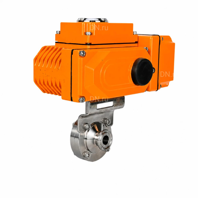 Затвор дисковый поворотный WBV3131S-2W-C-H Ду25 Ру10 кламповый, корпус - пищевая нержавеющая сталь 304, уплотнение - Silicon, с электроприводом QT-N-005EM-B1-220VAC-У1 c датчиком обратной связи и входным управляющим сигналом 0-10В HARK в Перми