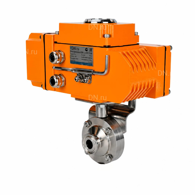 Затвор дисковый поворотный WBV3131S-2W-C-H Ду25 Ру10 кламповый, корпус - пищевая нержавеющая сталь 304, уплотнение - Silicon, с электроприводом QT-N-005EM-B1-220VAC-У1 c датчиком обратной связи и входным управляющим сигналом 0-10В HARK в Перми