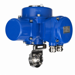 Затвор дисковый поворотный WBV3131E-2W-C-H Ду32 Ру10 кламповый, корпус - пищевая нержавеющая сталь 304, уплотнение - EPDM, с электроприводом QT-N-005M-O2-220VAC-У1 с моментной муфтой и штурвалом