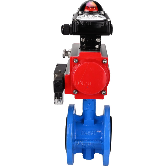 Затвор дисковый поворотный WBV1313E-2W-F-H Ду200 Ру16 фланцевый, корпус - чугун GGG40, диск - чугун GGG40, уплотнение - EPDM, с пневмоприводом PA-DA-140, пневмораспределителем 4M310-08 AC220V и БКВ APL-210N в Перми