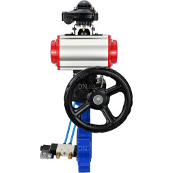 Затвор дисковый поворотный WBV1631E-2W-Fb-H Ду50 Ру16 LUG корпус - чугун QT450, диск - нержавеющая сталь 304, уплотнение - EPDM, с пневмоприводом PA-DA-065, пневмораспределителем 4V320-08 AC220V, БКВ APL-210N и редуктором MON1-250-T26-ISO