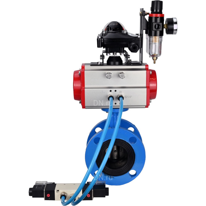 Затвор дисковый поворотный WBV1313E-2W-F-H Ду125 Ру16 фланцевый, корпус - чугун GGG40, диск - чугун GGG40, EPDM, с пневмоприводом PA-DA-130, пневмораспределителем 4V320-08 AC220V, БКВ APL-210N и БПВ AFC2000 в Перми