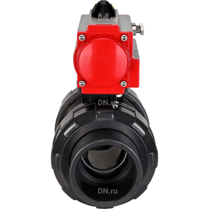 Кран шаровой BV4242E-FP-GRM-ISO Дн20 Ру10 полнопроходной, корпус - НПВХ, шар - НПВХ, уплотнение - EPDM, с пневмоприводом PA-DA-052 двойного действия в Перми