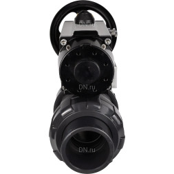 Кран шаровой BV4242E-FP-GRM-ISO Дн15 Ру10 полнопроходной, корпус - НПВХ, шар - НПВХ, уплотнение - EPDM, с пневмоприводом PA-DA-105-1 двойного действия со штурвалом