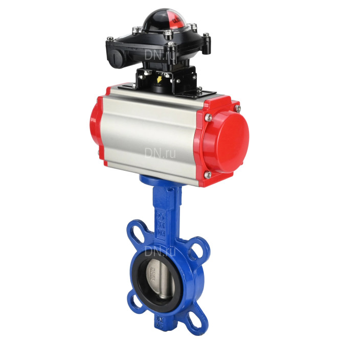 Затвор дисковый поворотный WBV1132N-2W-Fb-H Ду150 Ру16, корпус - чугун GG25, диск - нержавеющая сталь 316L, уплотнение - NBR, с пневмоприводом PA-SA-140 с возвратными пружинами, пневмораспределителем 4M310-08 AC220V, БКВ APL-210N в Перми