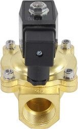 Клапан электромагнитный VS200-VT-NC-220VAC 1″ Ду25 Ру10, соленоидный двухходовой, корпус - латунь, уплотнение - Viton, резьбовой, нормально-закрытый, прямого действия, катушка - 220В