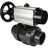 Кран шаровой BV4242E-FP-GRM-ISO Дн20 Ру10 полнопроходной, корпус - НПВХ, шар - НПВХ, уплотнение - EPDM, с пневмоприводом PA-DA-105-1 двойного действия со штурвалом в Перми