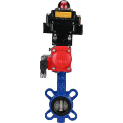 Затвор дисковый поворотный WBV1432E-2W-Fb-H Ду150 Ру16, корпус - чугун GGG50, диск - нержавеющая сталь 316L, уплотнение - EPDM, с пневмоприводом PA-DA-105 двойного действия, пневмораспределителем 4M310-08 DC24V, БКВ APL-410N EX