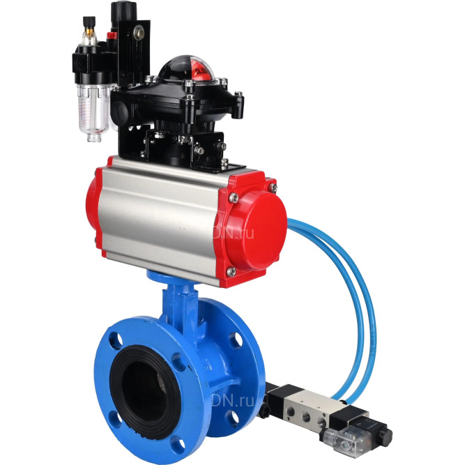 Затвор дисковый поворотный WBV1313E-2W-F-H Ду200 Ру16 фланцевый, корпус - чугун GGG40, диск - чугун GGG40, EPDM, с пневмоприводом PA-DA-140, пневмораспределителем 4V320-08 AC220V, БКВ APL-210N и БПВ AFC2000 в Перми