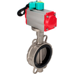Затвор дисковый поворотный WBV3232N-2W-Fb-H Ду125 Ру16 корпус - нержавеющая сталь 316L, диск - нержавеющая сталь 316L, уплотнение - NBR, с пневмоприводом PA-DA-105, пневмораспределителем 4M310-08 DC24V и магнитным переключателем ALS200D