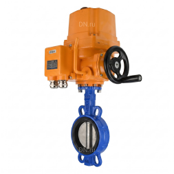 Затвор дисковый поворотный WBV1432N-2W-Fb-H Ду100 Ру16, корпус - чугун GGG50, диск - нержавеющая сталь 316L, уплотнение - NBR, с электроприводом QT-EX-010EM-O2-220VAC-У1