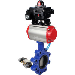 Затвор дисковый поворотный WBV1631E-2W-Fb-H Ду150 Ру16 LUG корпус - чугун QT450, диск - нержавеющая сталь 304, уплотнение - EPDM, с пневмоприводом PA-SA-160, пневмораспределителем 4V320-08 AC220V и БКВ APL-410N EX